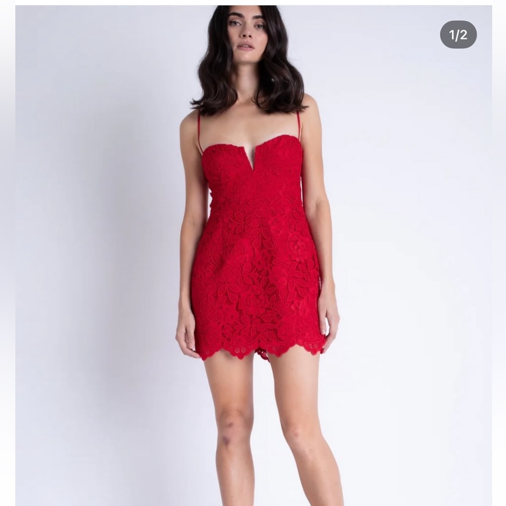 NEW KARINA GRIMALDI taylor mini dress in ruby red. Worn once